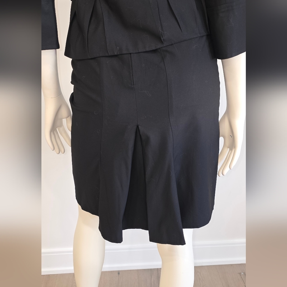 Butik Day1 Elegant Black Knee-Length Pencil Skirt & Belted Jacket Suit Coord US4 - Picture 14 of 16